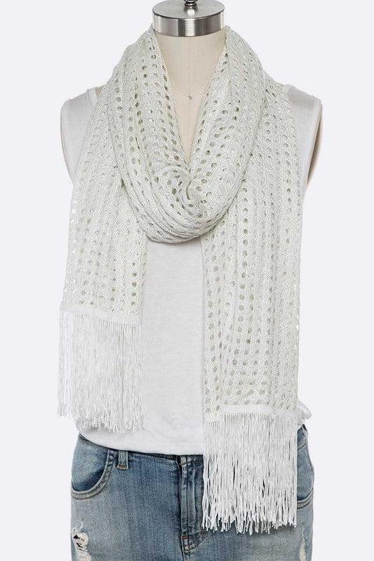 Lurex Tassel Cotton Blend Large Shawl Scarf Product Image