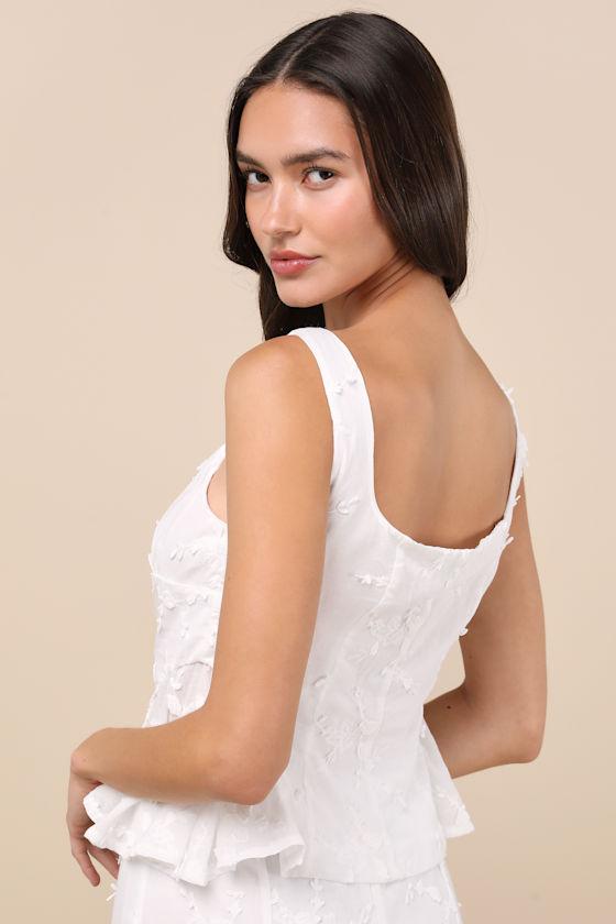 Bella White Embroidered Button-Front Top Product Image