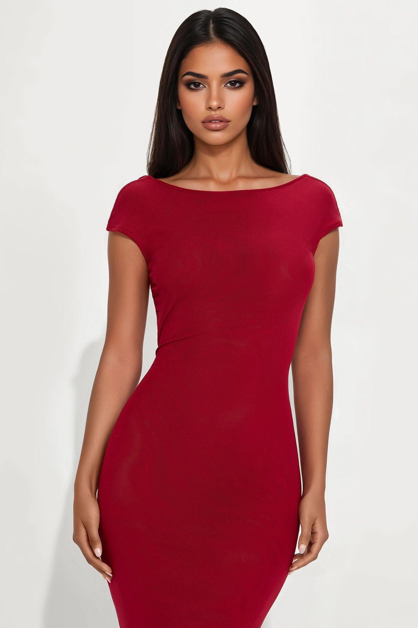 Halo Backless Maxi Dress - Burgundy Female Product Image