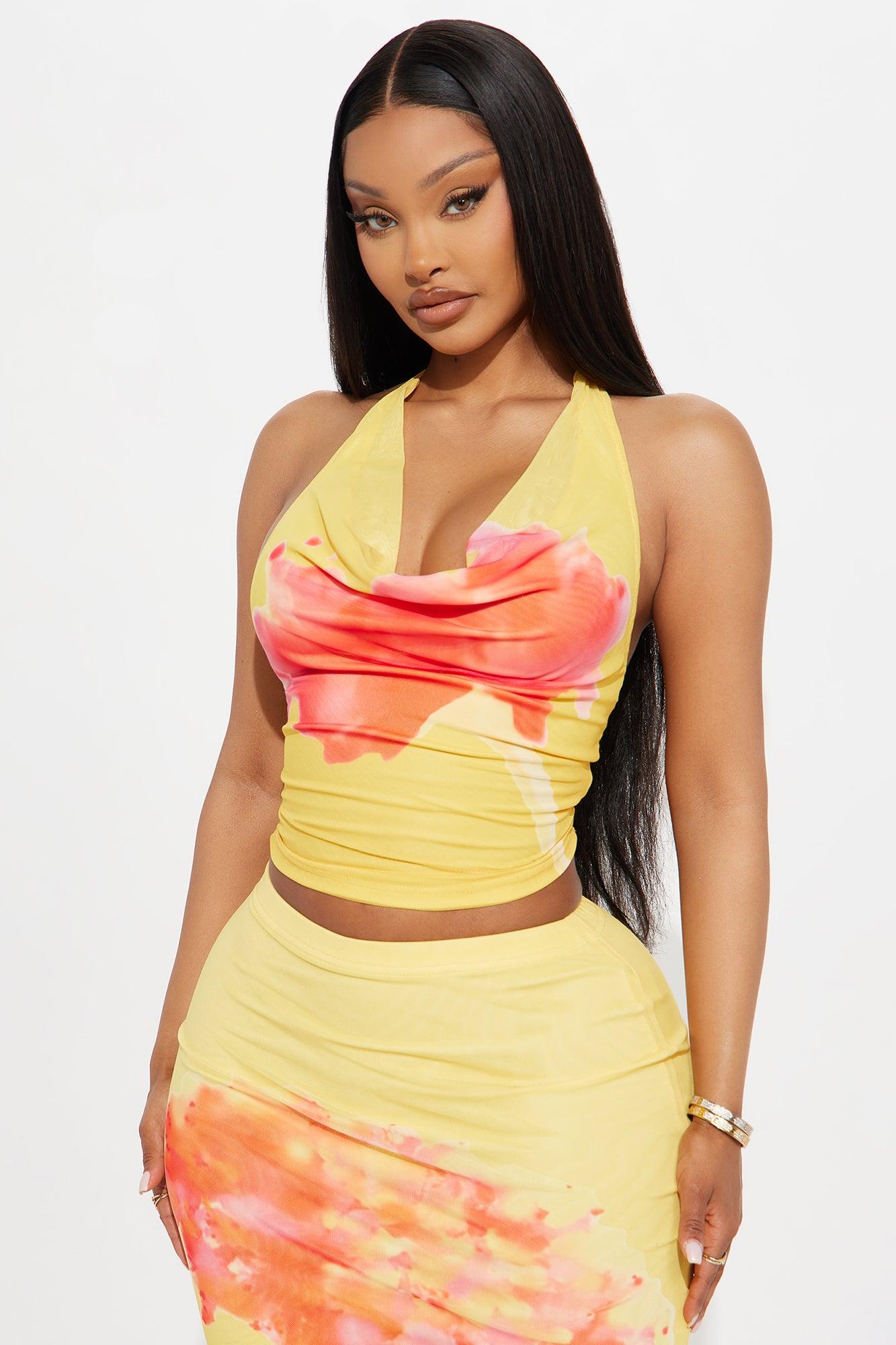 Sunburst Beauty Mesh Skirt Set - Yellow/combo Product Image