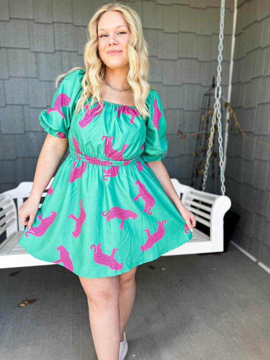 Pink Cheetah Mini Dress Product Image