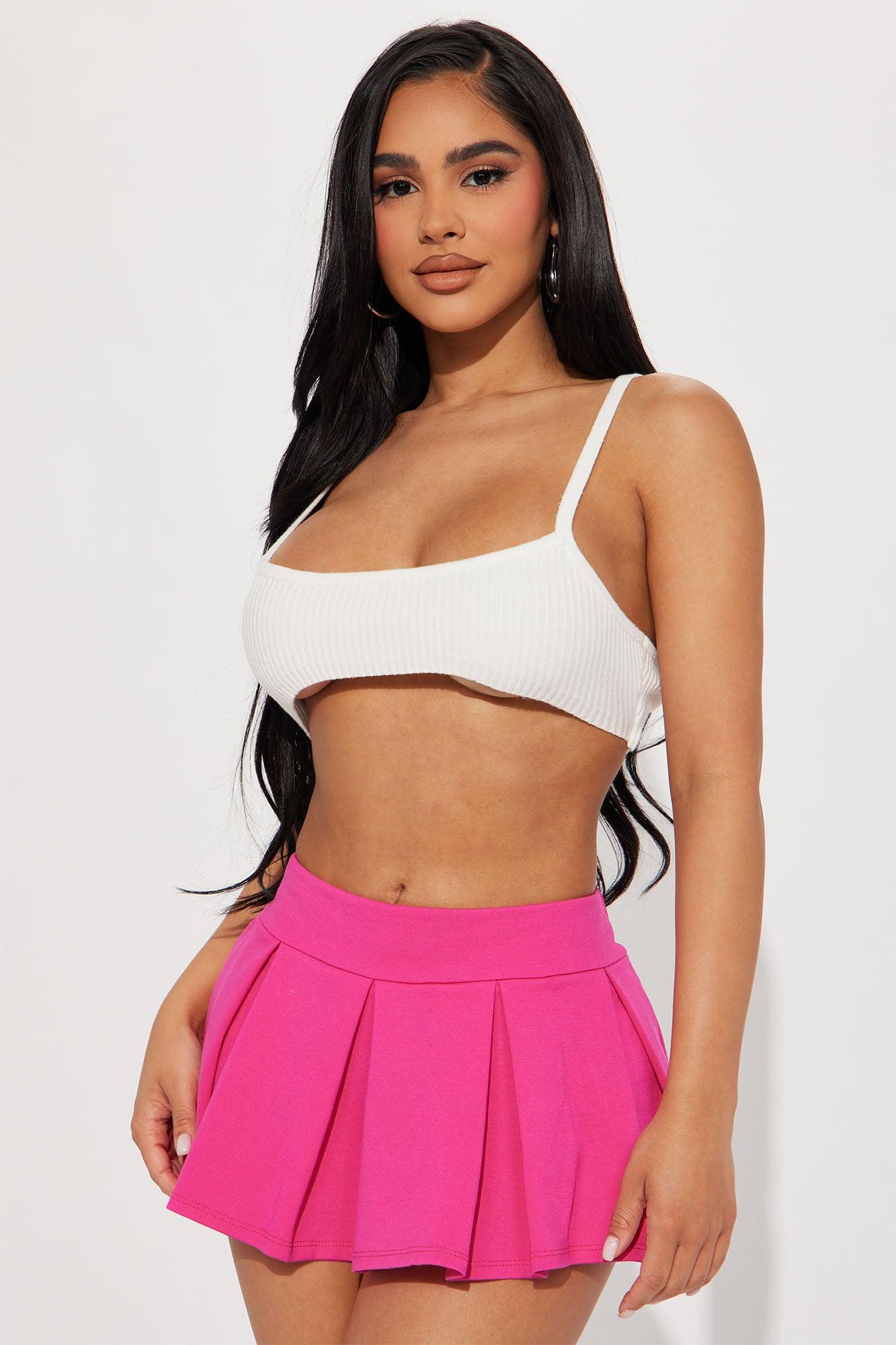 When Good Meets Bad Pleated Micro Mini Skort - Fuchsia Product Image