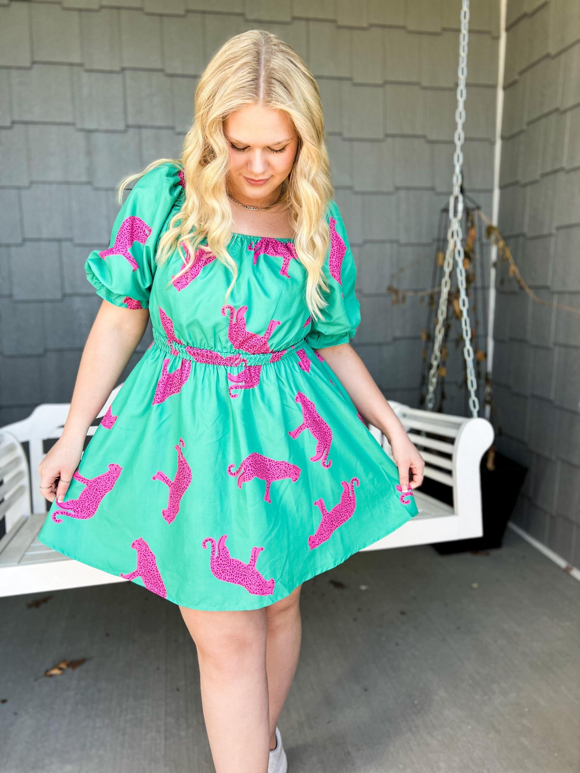 Pink Cheetah Mini Dress Product Image