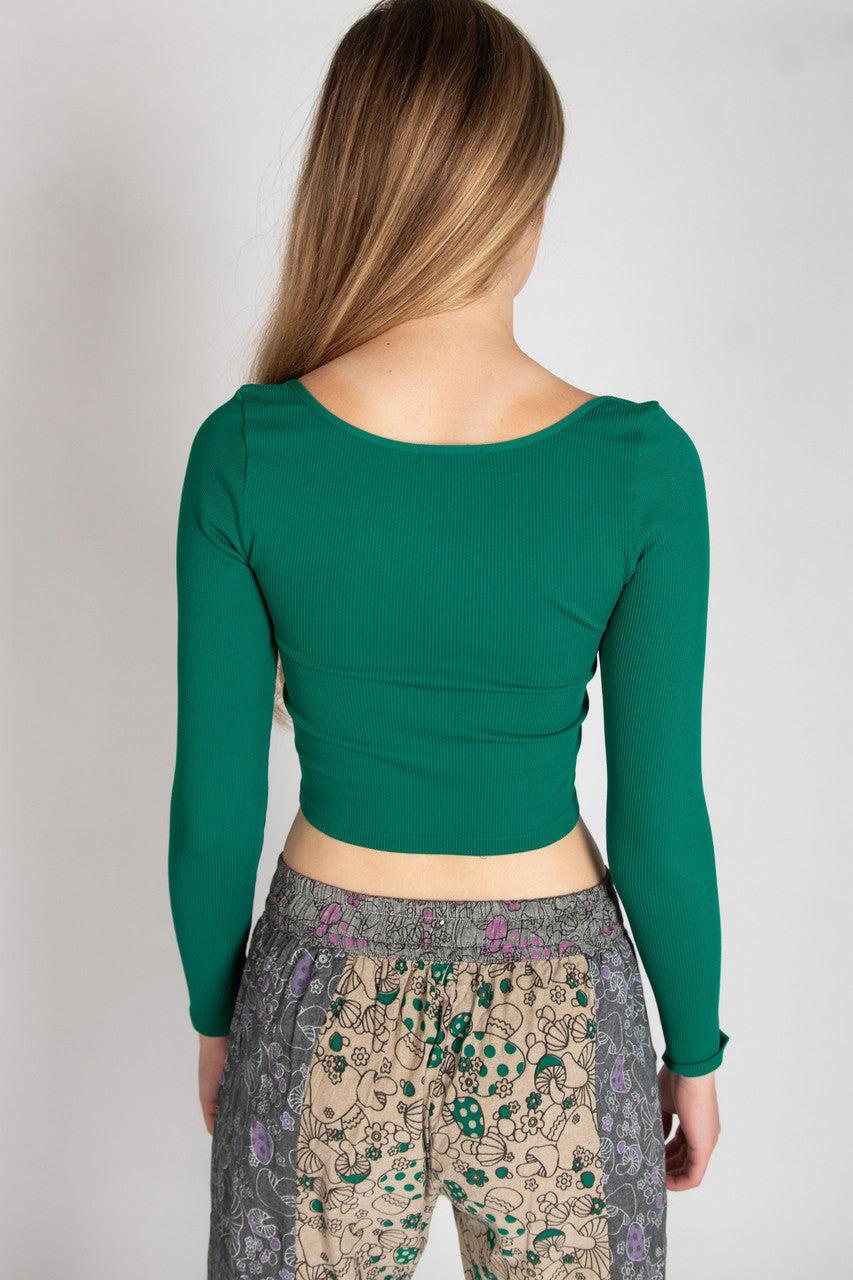 Long Sleeve Notch Neck Seamless Top Product Image