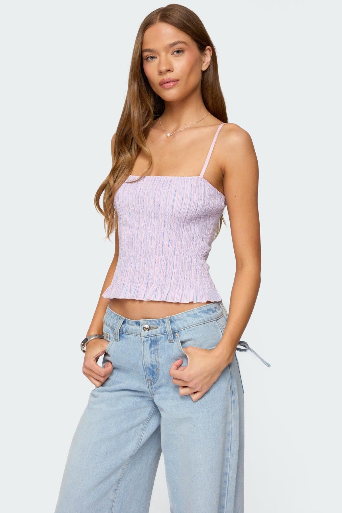 Leela Scrunch Striped Tank Top Product Image