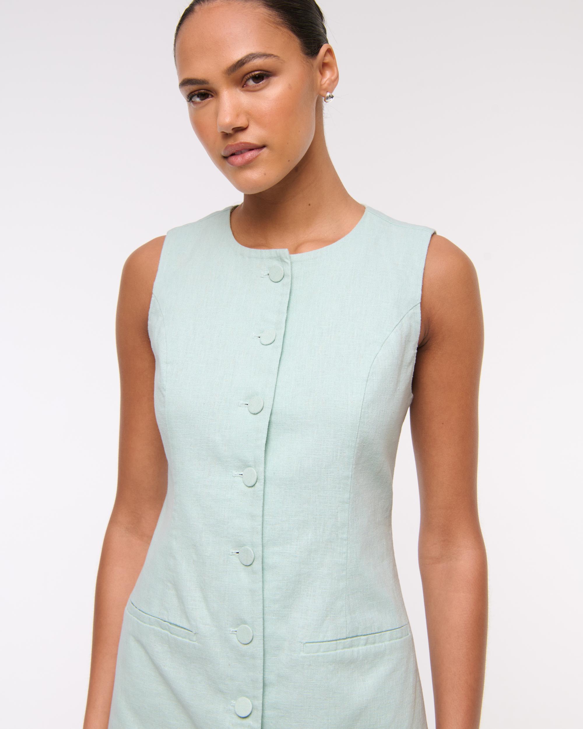 The A&F Mara Linen-Blend Mini Dress Product Image