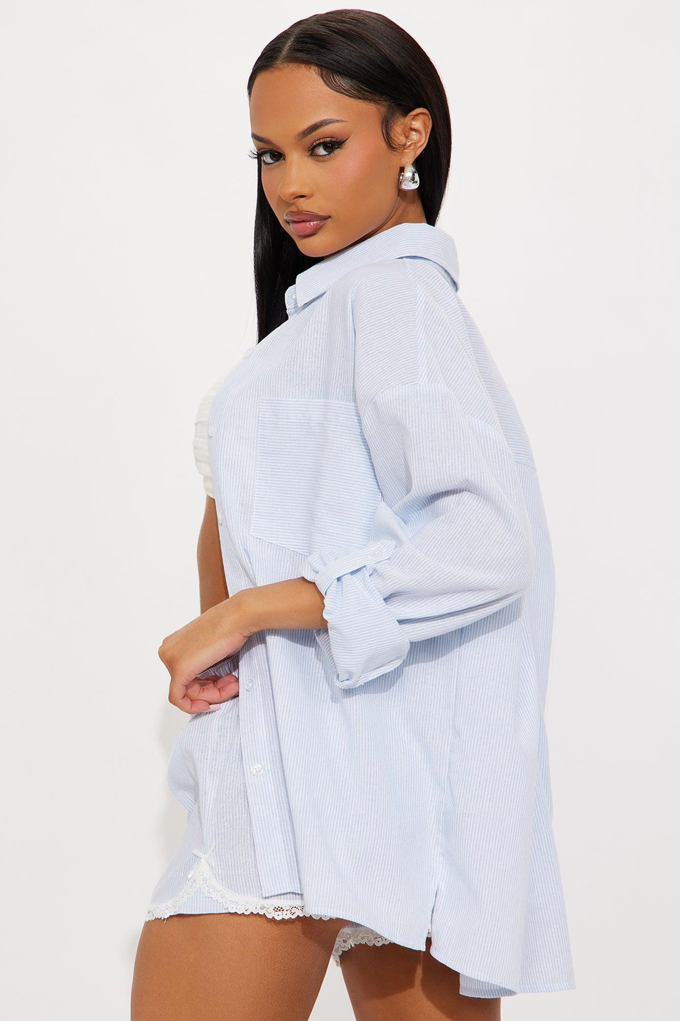 So Cute Lace Trim Boxer Short Set - Blue Product Image