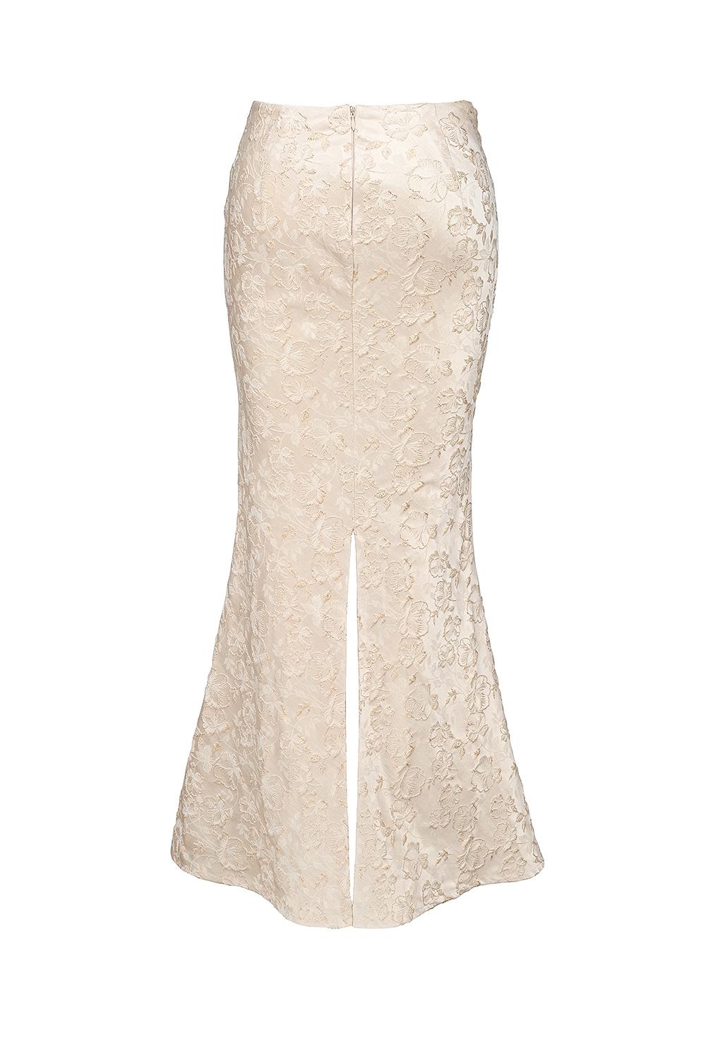 Mara  ivory metallic jacquard maxi skirt Product Image