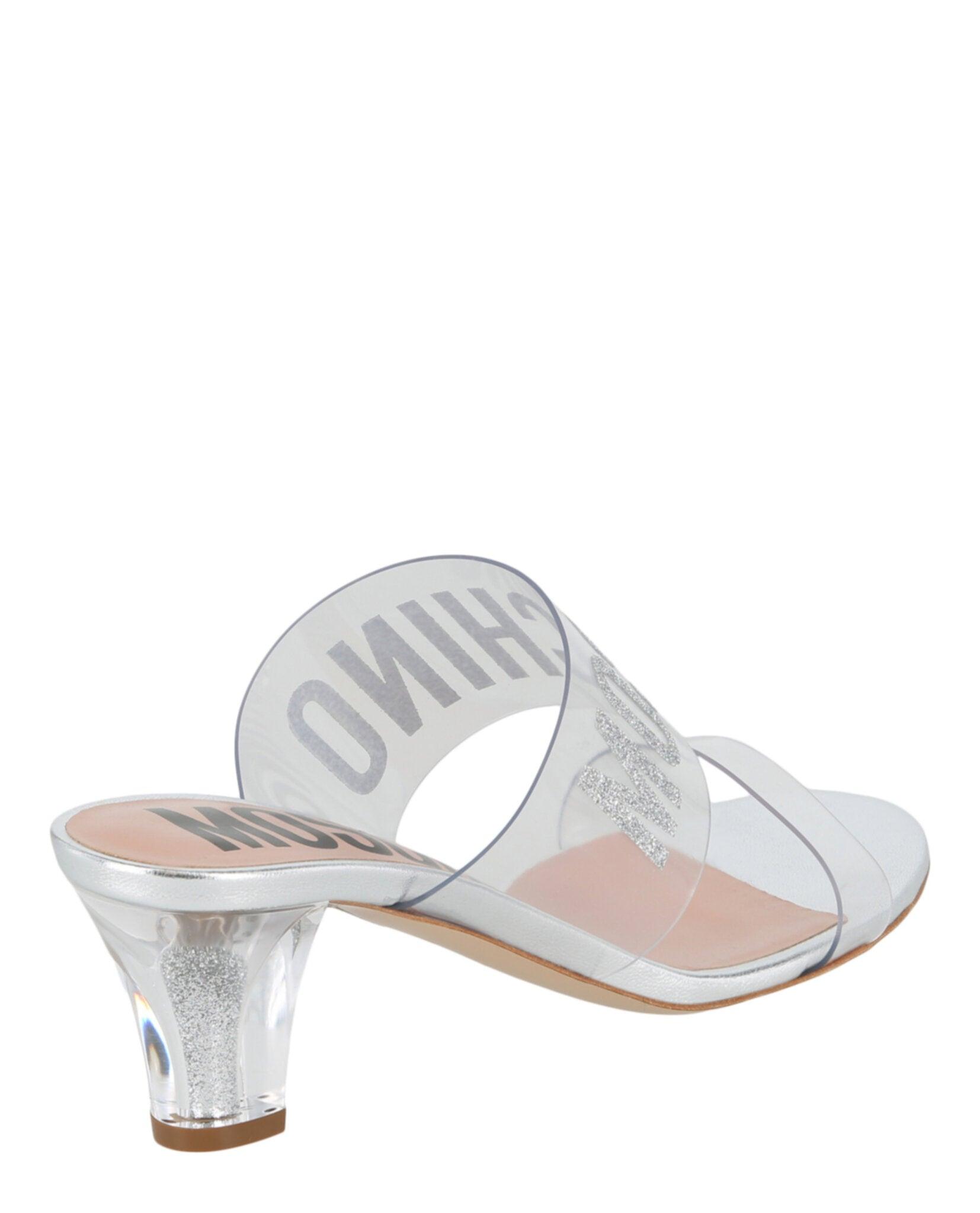 Moschino Glitter Logo Heel Sandals Female Product Image
