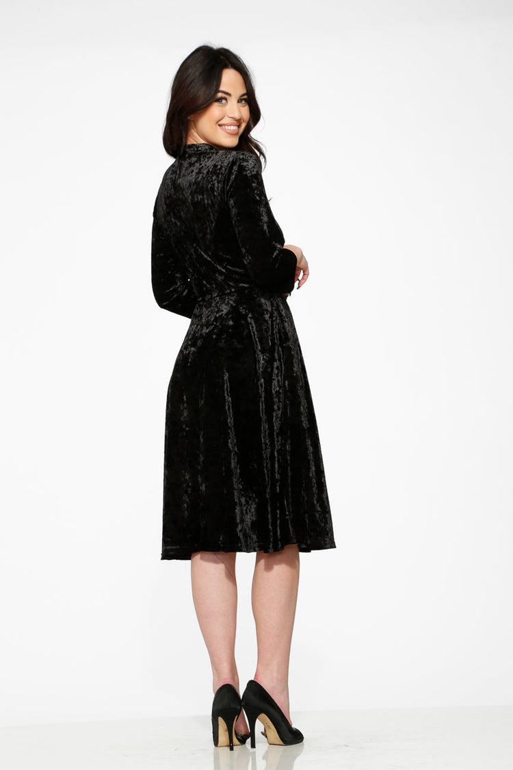 Black Diamond Velvet Swing Dress Product Image