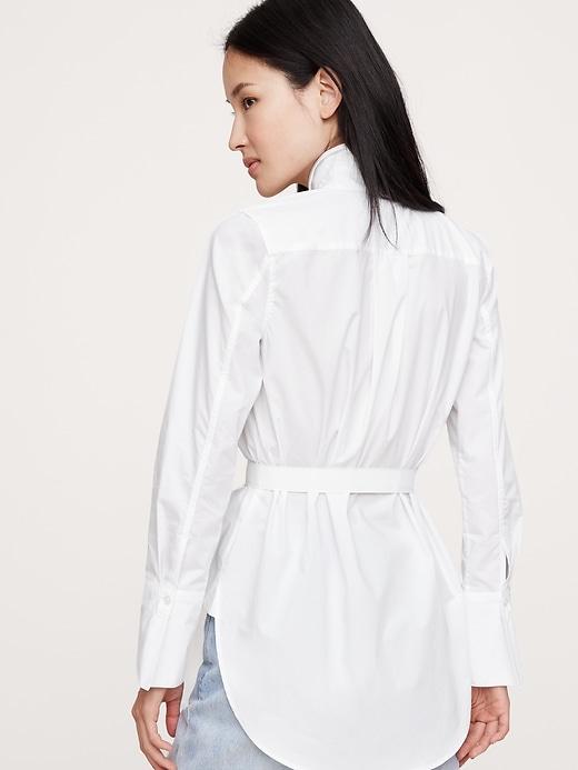 Cotton Poplin Belted Tunic Shirt Product Image