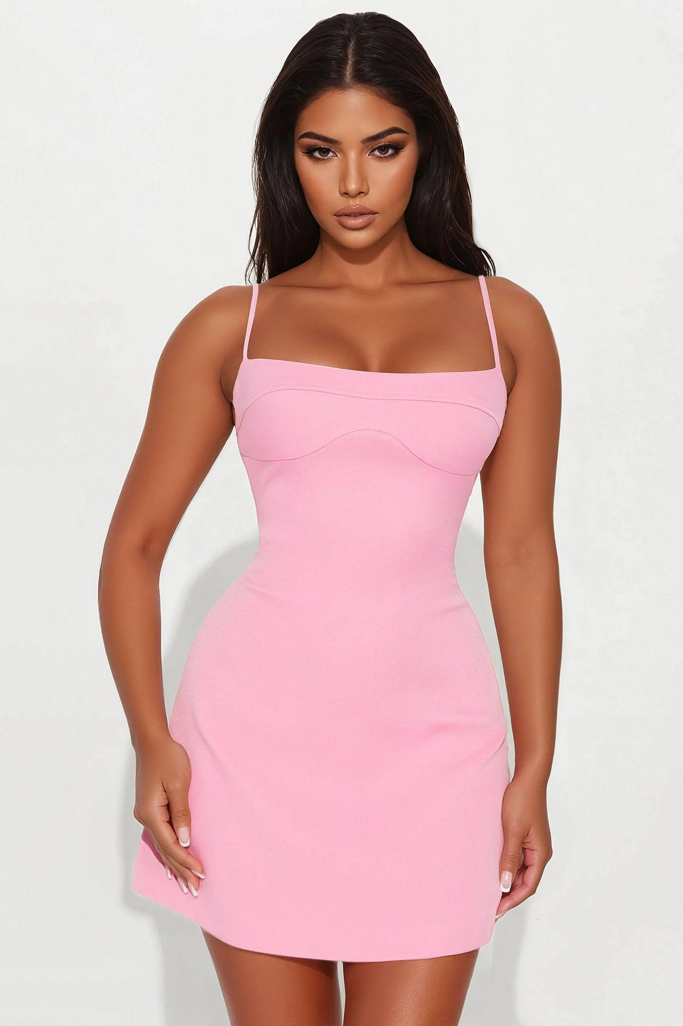 Ellia Crepe A Line Mini Dress - Pink Product Image