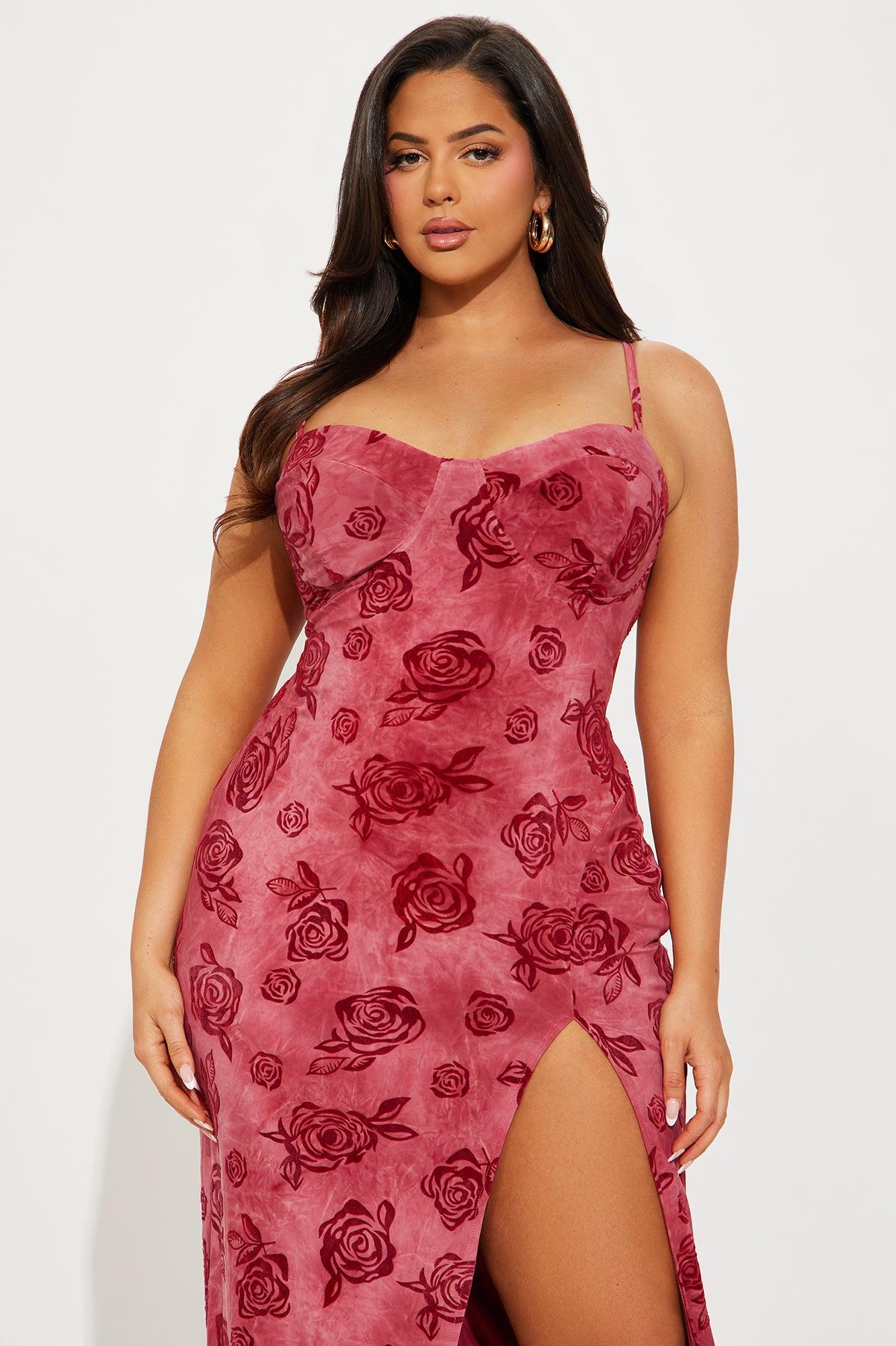 Claire Burnout Velvet Maxi Dress - Mauve Product Image