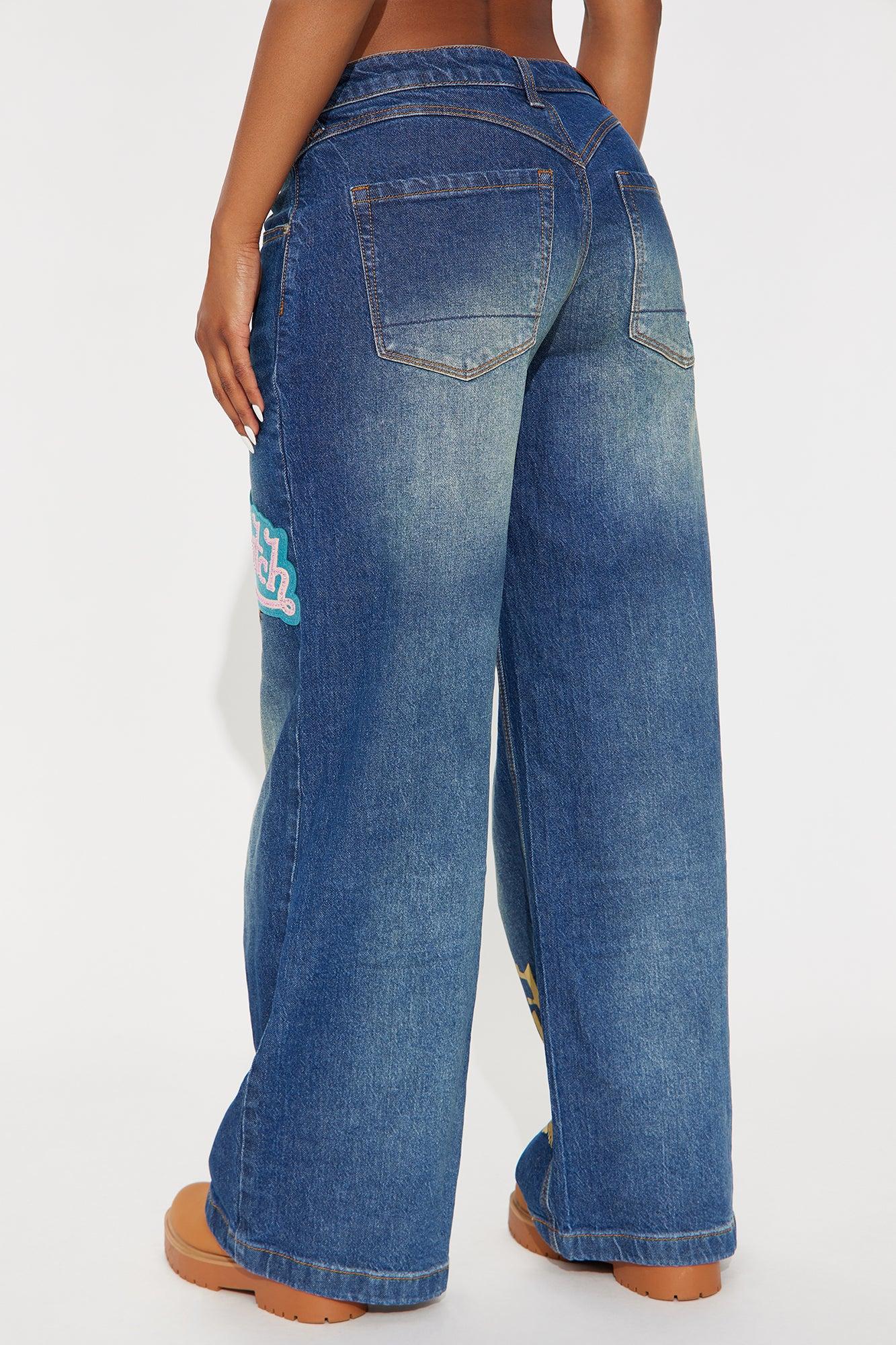 Von Dutch Eyeball Tinted Wide Leg Jeans - Dark Wash Female Product Image