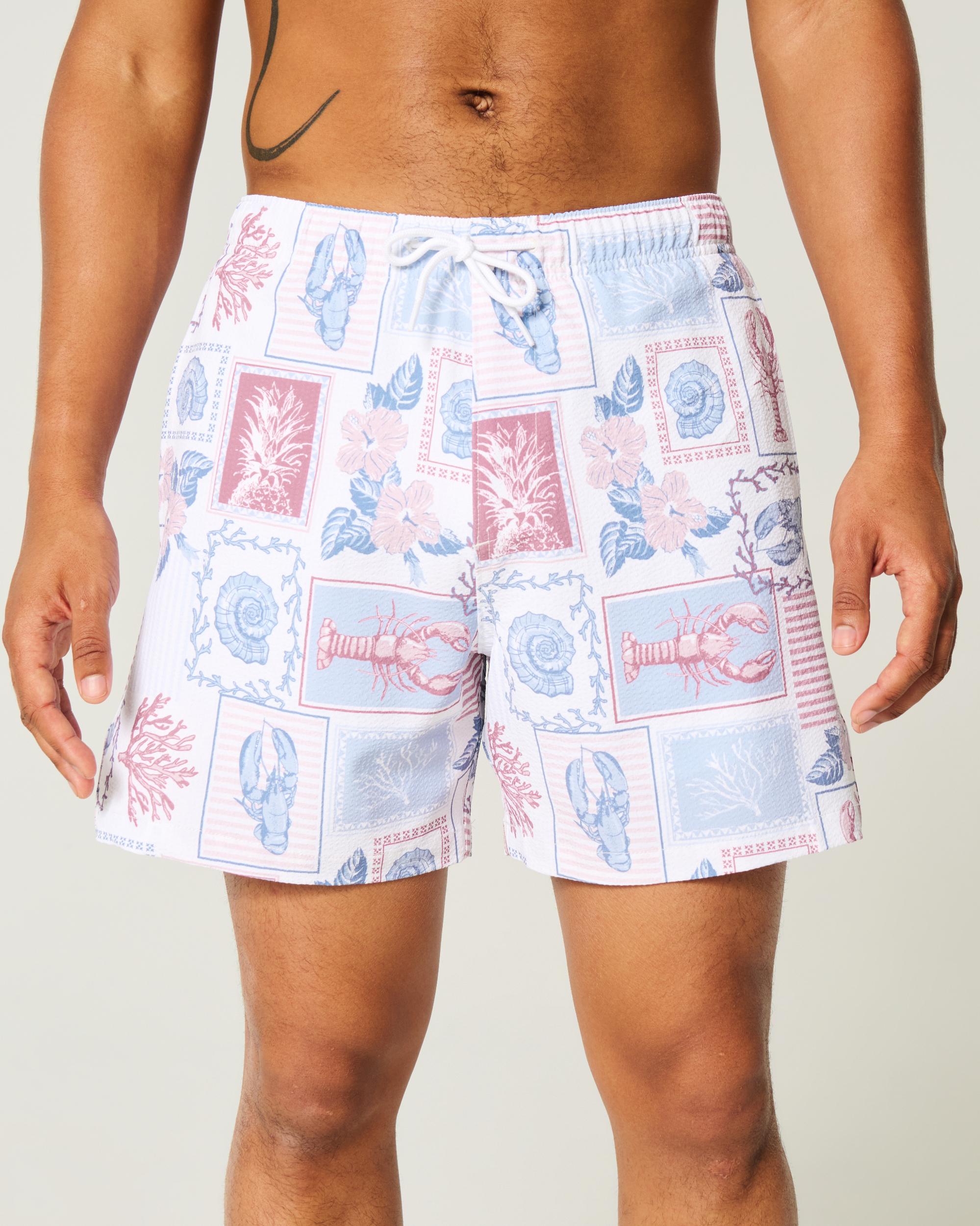 Mid-Thigh Seersucker Volley Swim Trunks Product Image