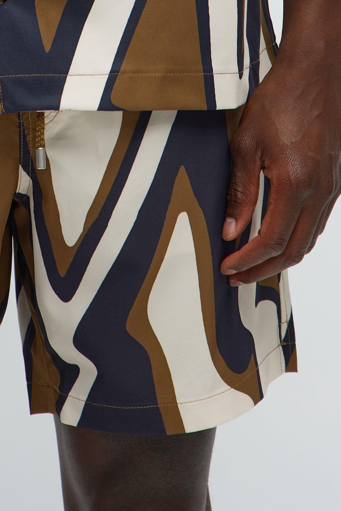 Chaos Current Printed Swim Classic Trunk - Brown/combo Male Product Image