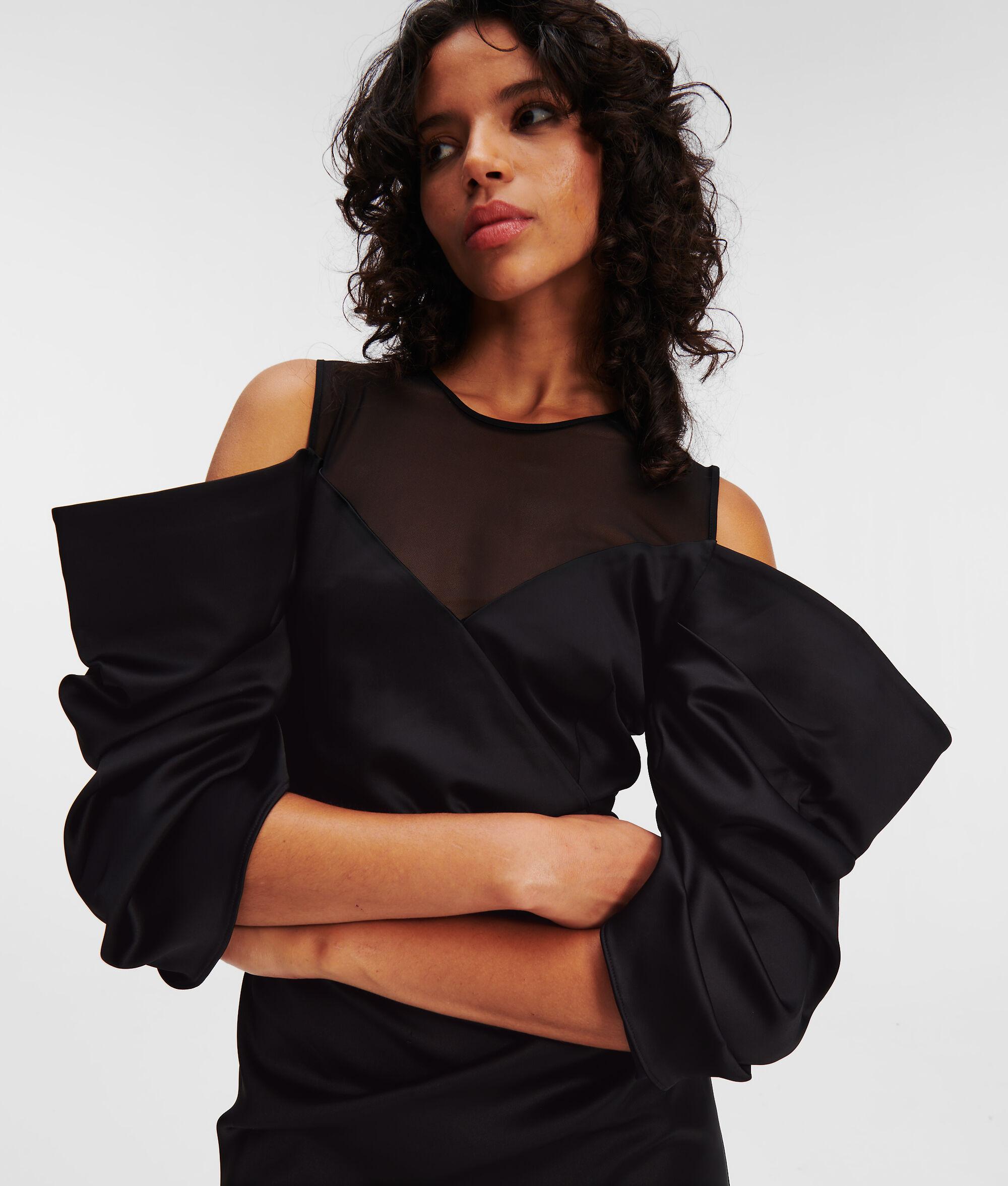 VOLUME SLEEVE SATIN MINI DRESS Product Image