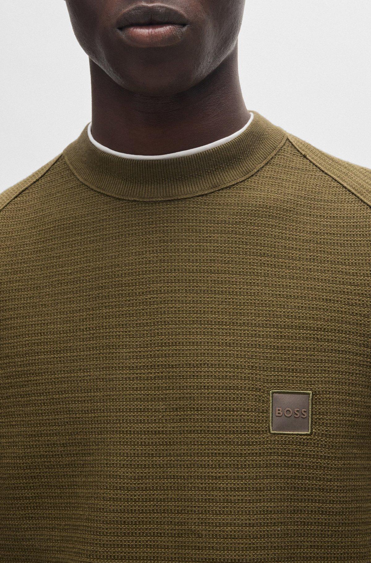 Structured sweater in cotton and cashmere with logo patch Product Image