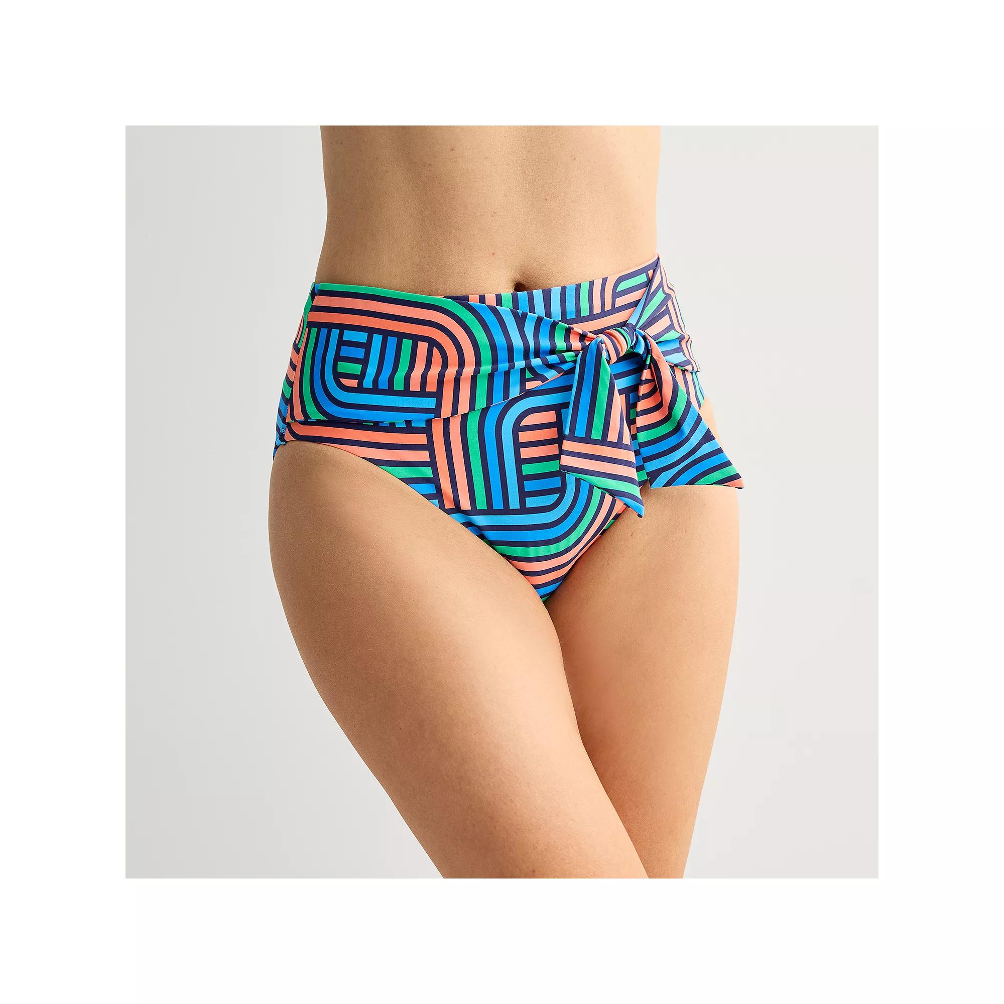 Women's Freshwater Bow Tie High Waist Swim Bottoms, Size: Small, Regata Stripe Product Image