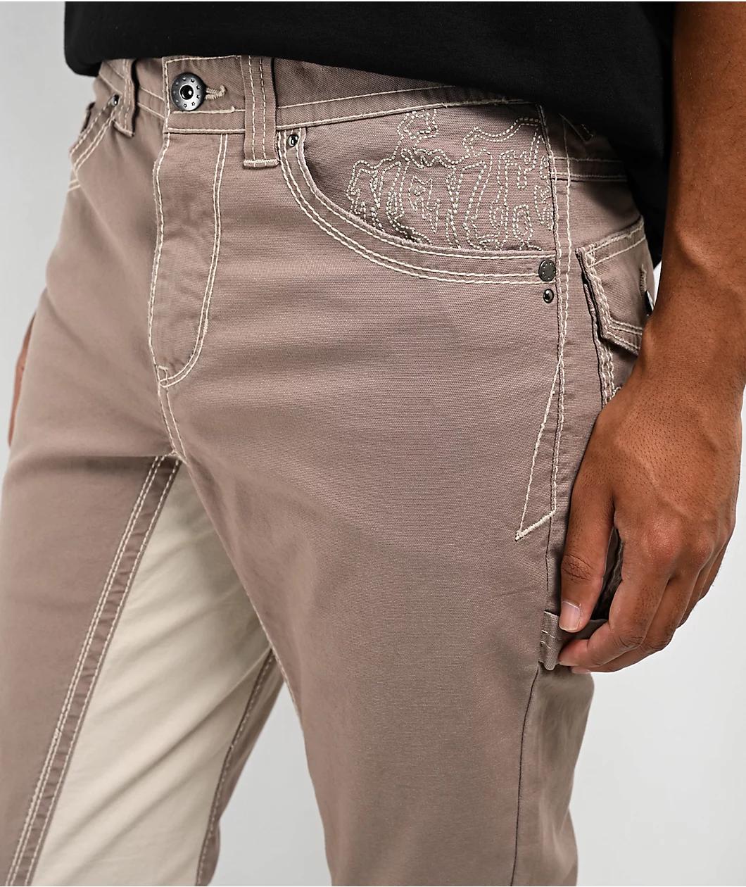 Ninth Hall Signal Stacked Painter Flare Taupe Grey Pants Product Image