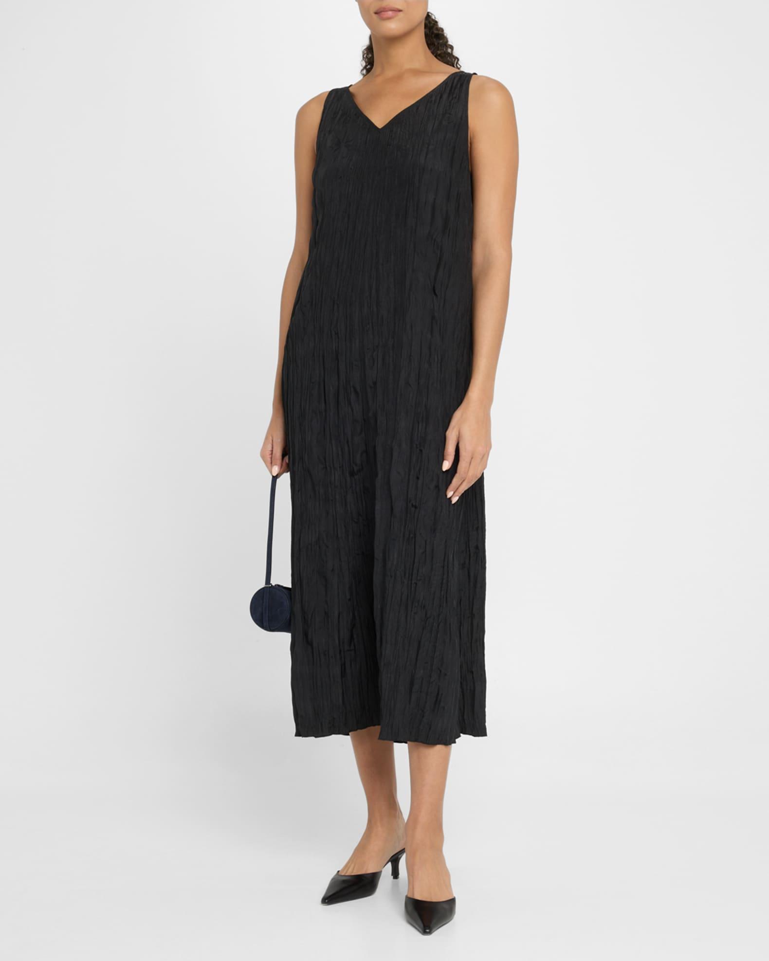 Sleeveless Crinkled Silk Midi Dress Product Image