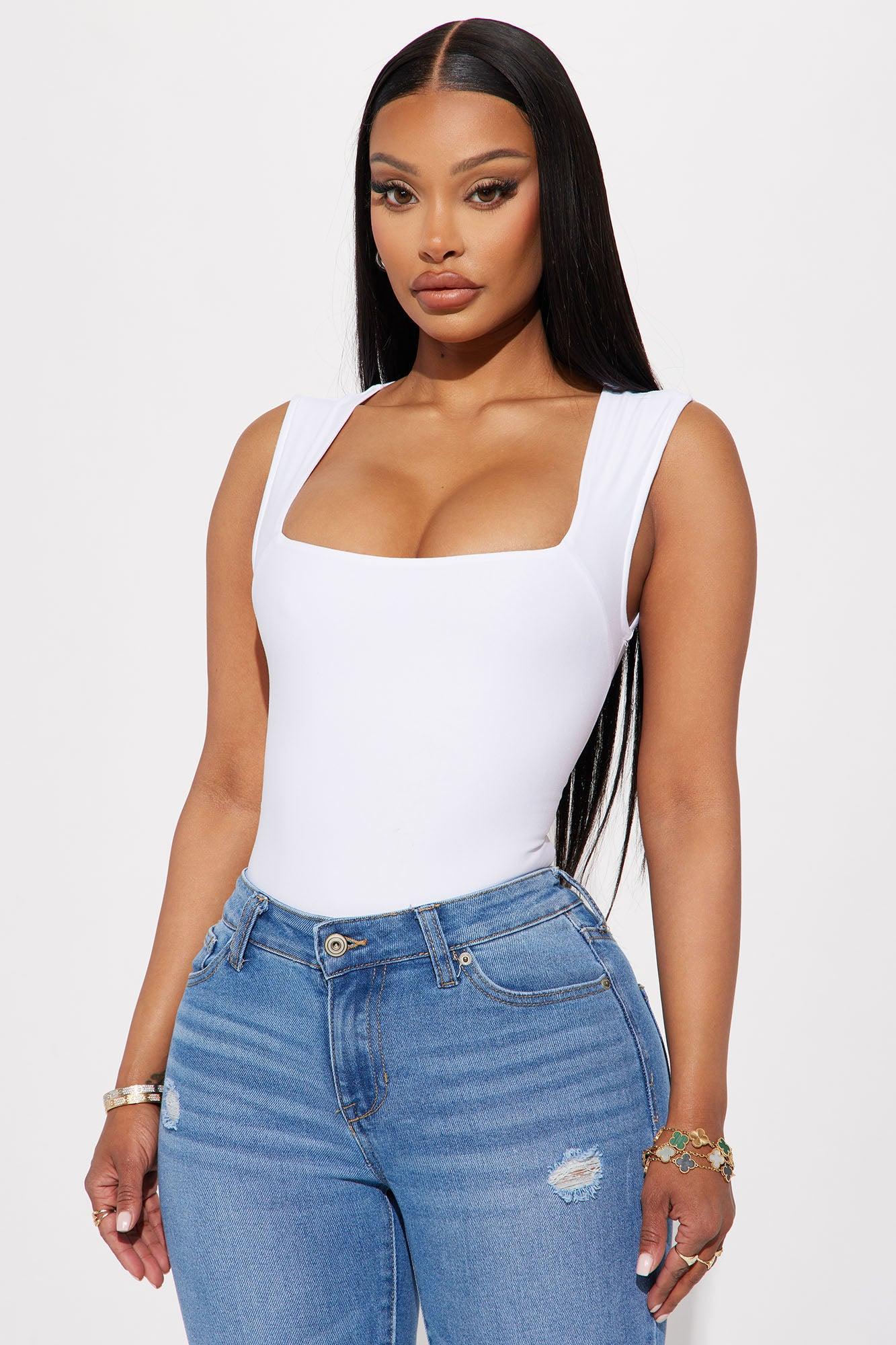 Serena Square Neck Bodysuit - White Product Image