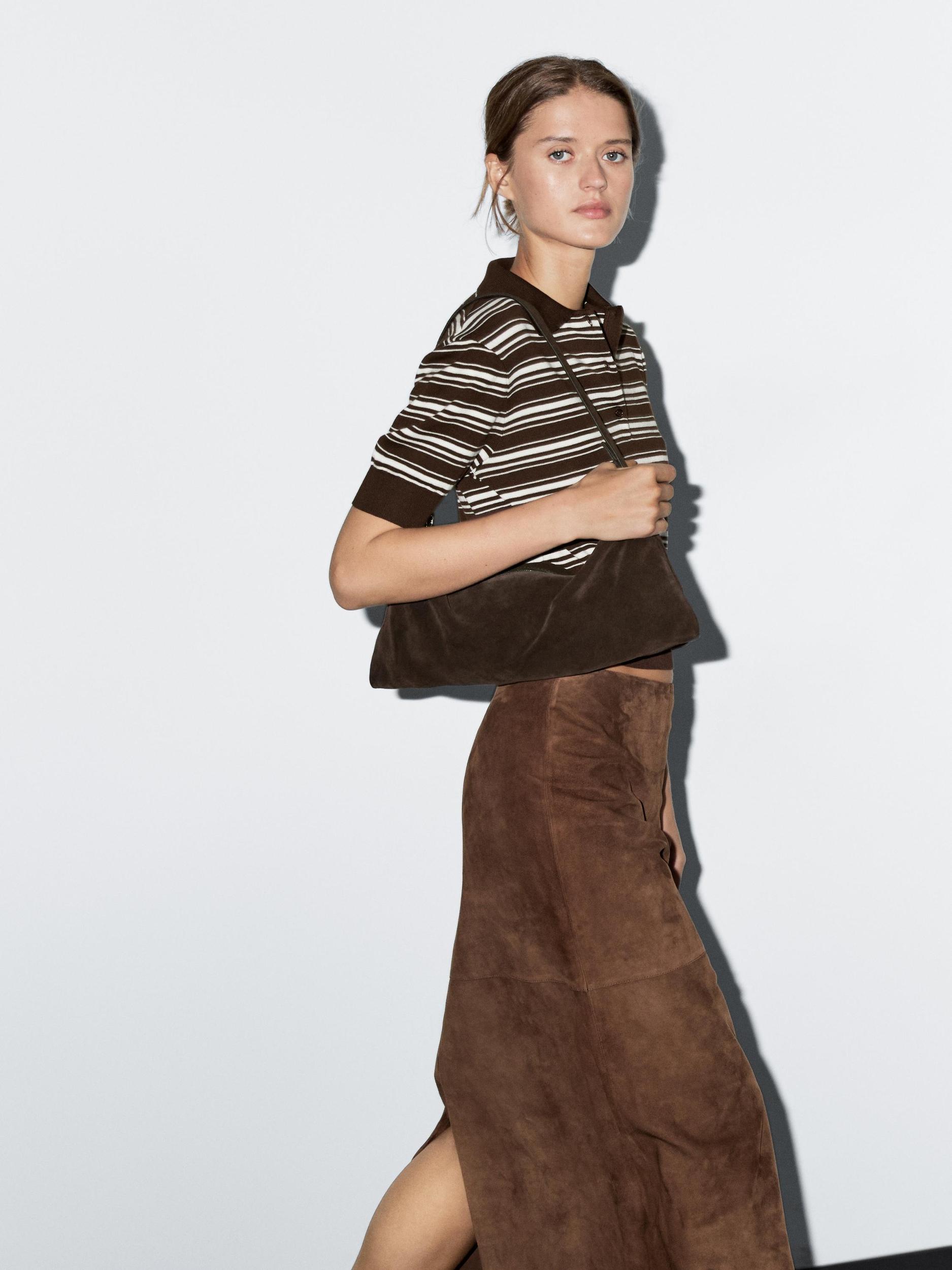 Suede leather midi skirt Product Image