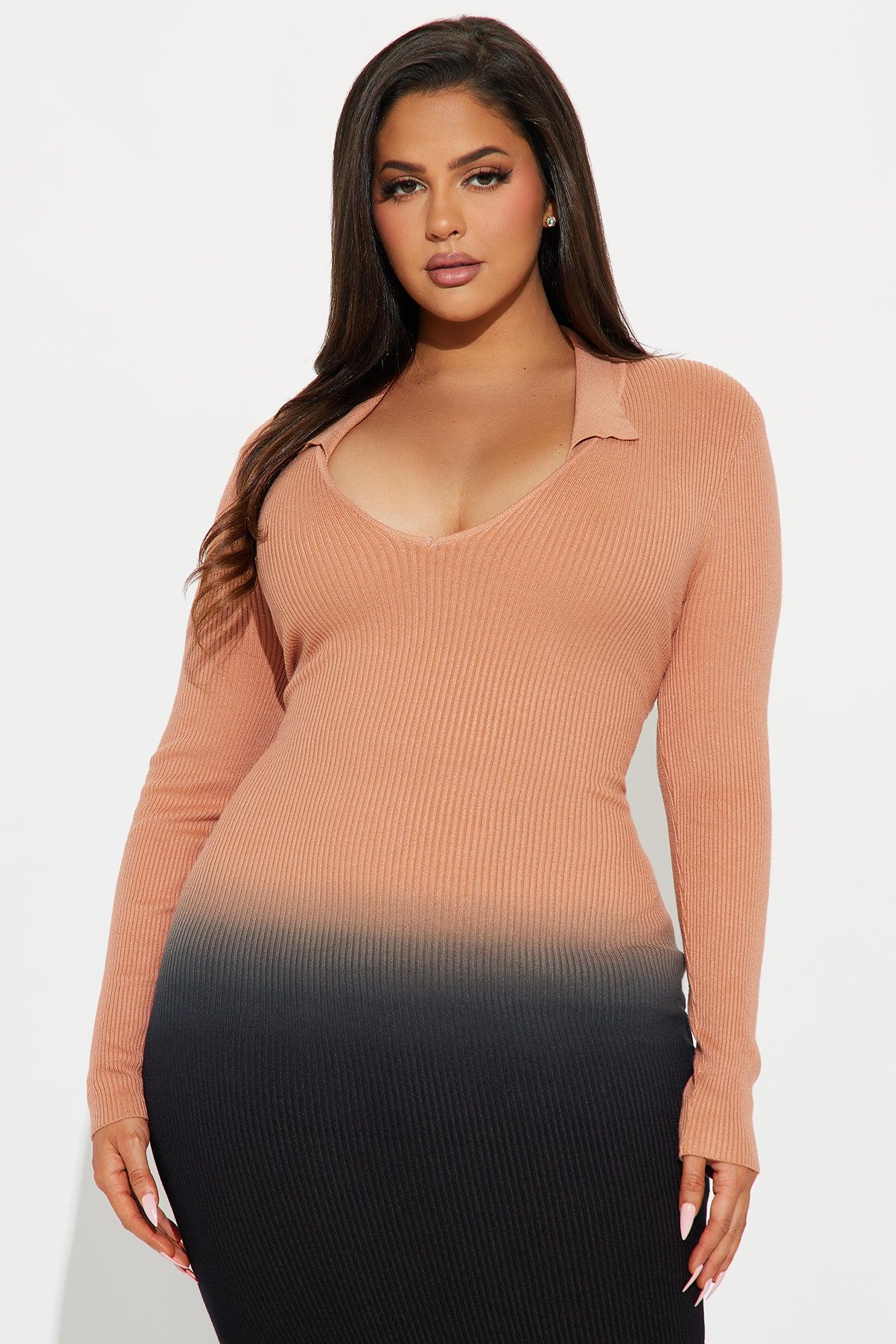 Fade Into You Sweater Maxi Dress - Tan/Multi Female Product Image