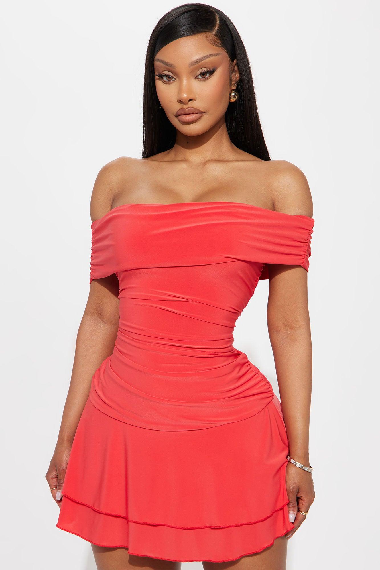 Teagan Strapless Mini Dress - Tomato Red Product Image