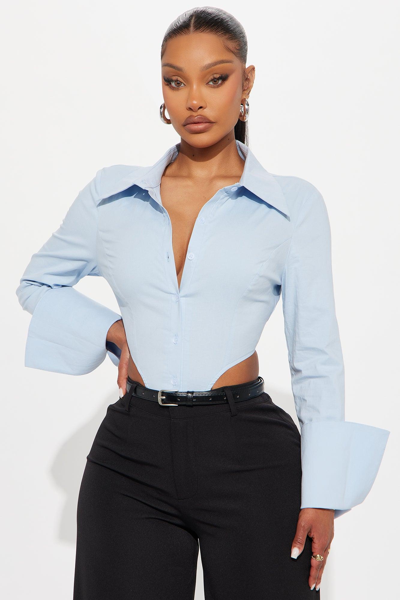 Rasheida Poplin Bodysuit - Blue Female Product Image