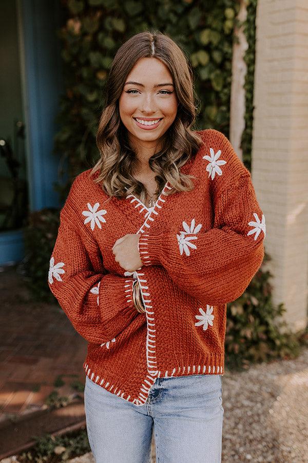 Chai Latte Please Knit Cardigan in Rust Product Image