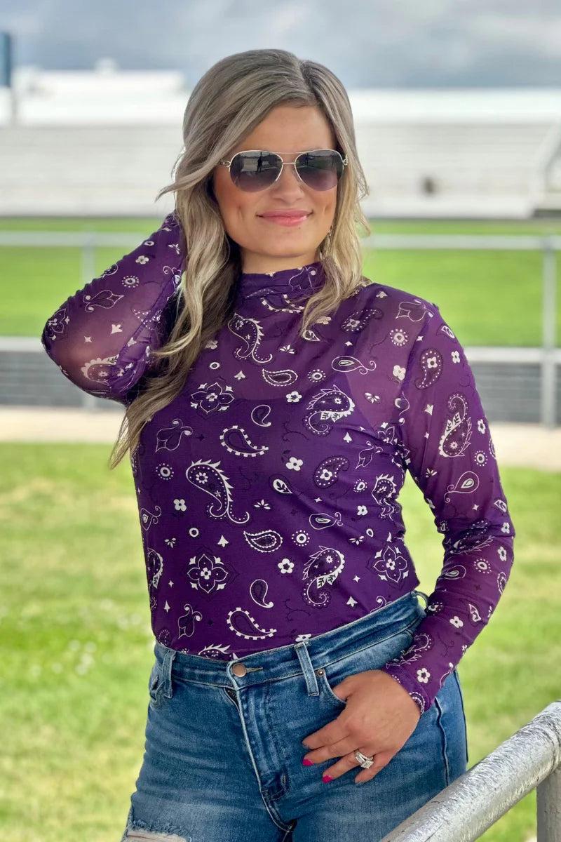 Sterling Kreek Bandana Babe Purple Mesh Top Product Image