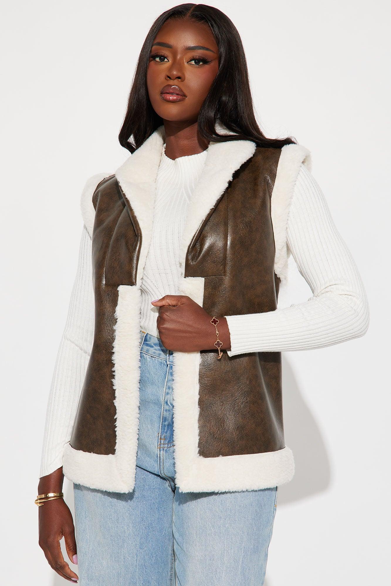 Ericka Shearling Vest - Brown Female Product Image