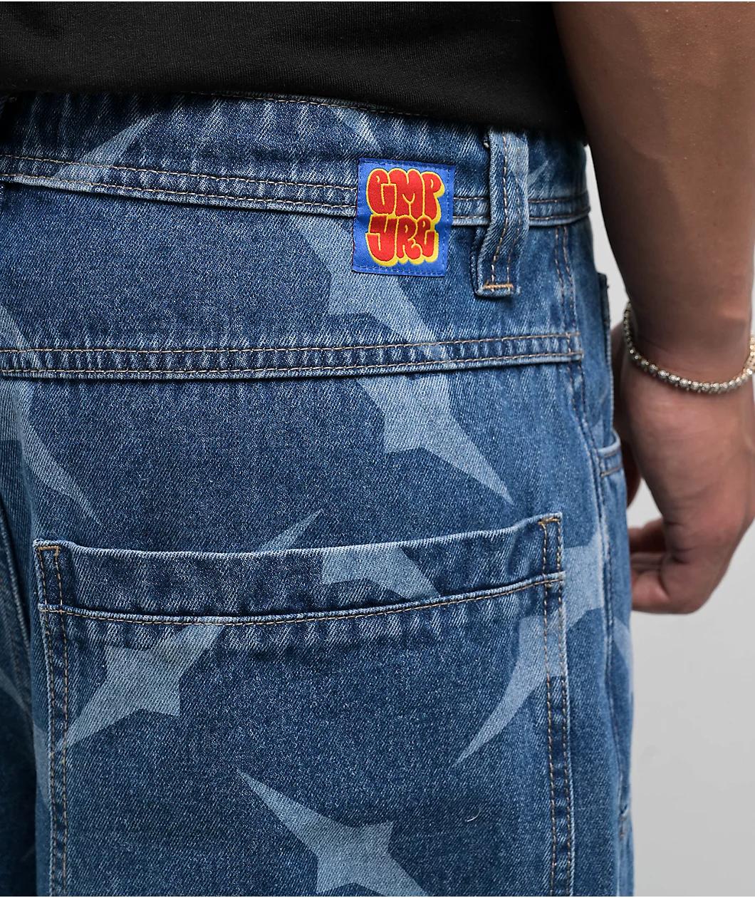 Empyre Diamond Plate Double Knee Blue Ultra Wide Carpenter Shorts Product Image