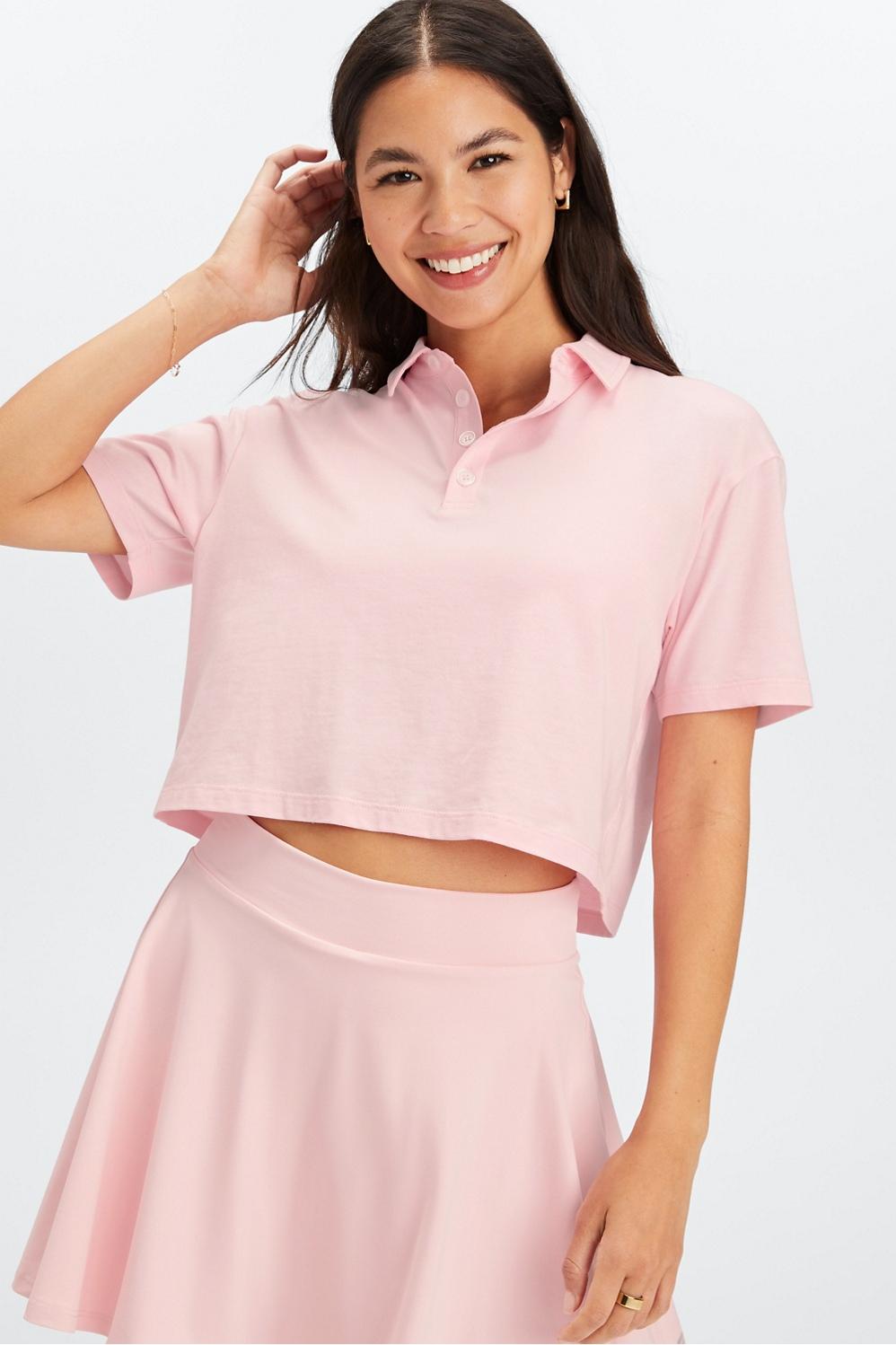 Fabletics Boxy Short-Sleeve Polo Womens pink plus Size 4X Product Image