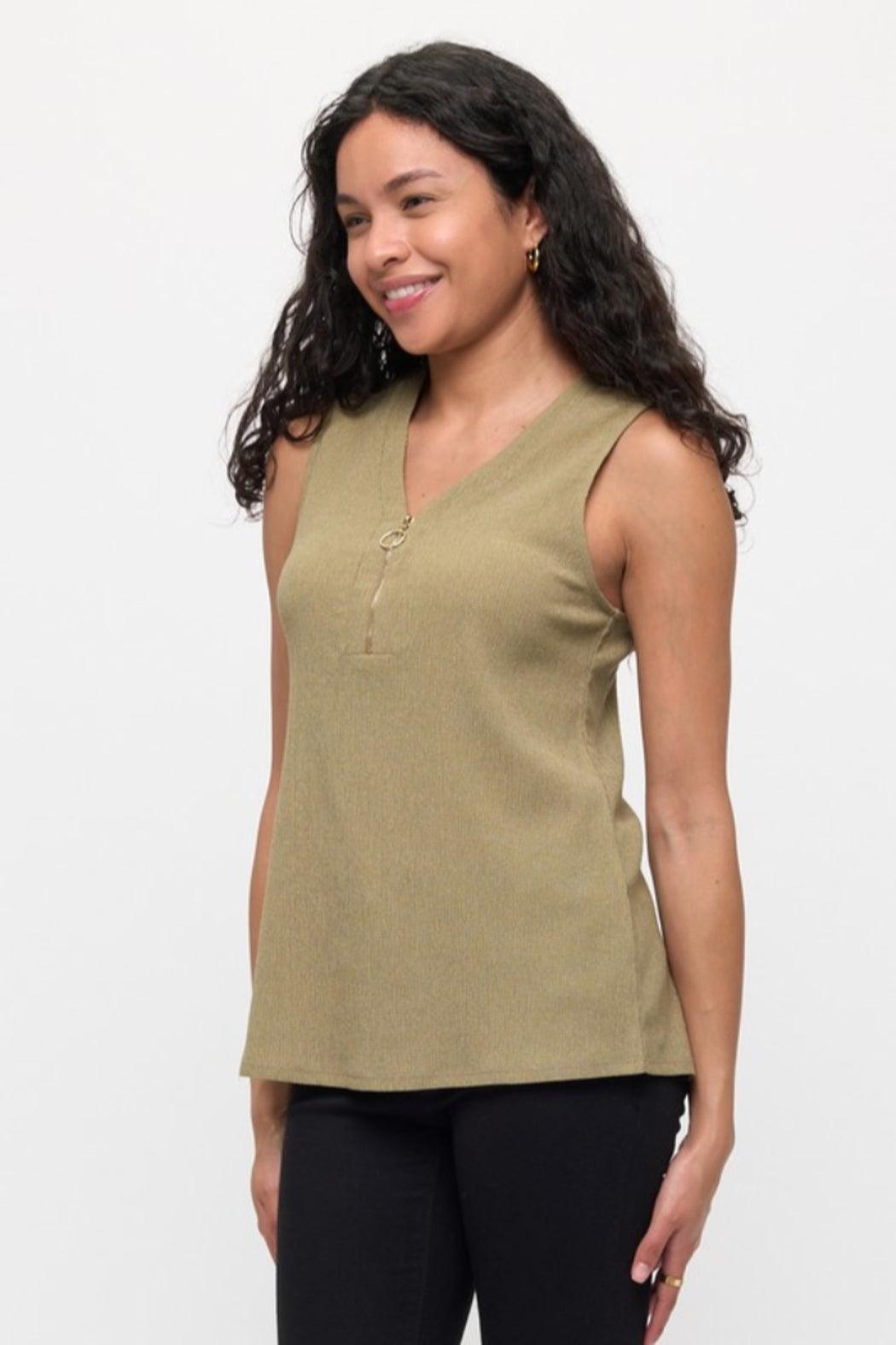 Crepe Zipper Tank Product Image