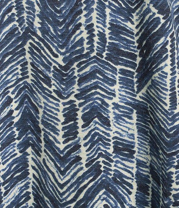 Westbound Chevron Print 3/4 Sleeve Crew Neck Button Shoulder Top Product Image