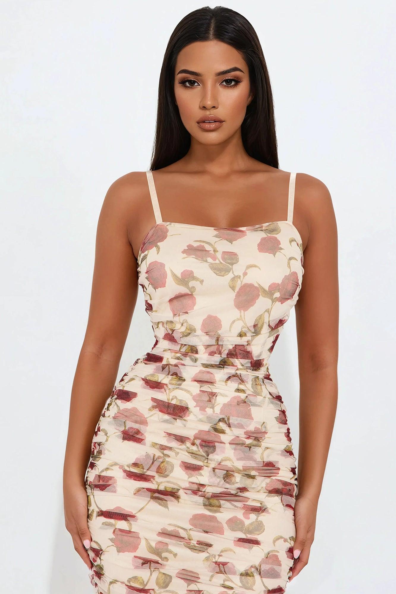 Burning Passion Mesh Midi Dress - Red/combo Product Image