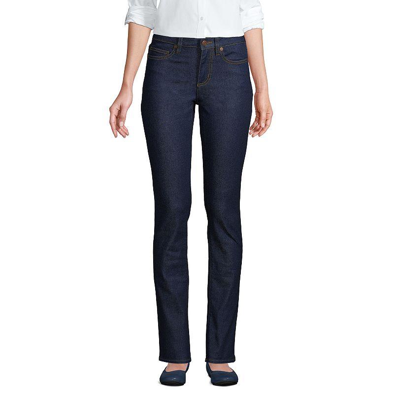 Women's Lands' End Mid-Rise Straight Leg Jeans, Size: 14X32, Mellow Blue Product Image