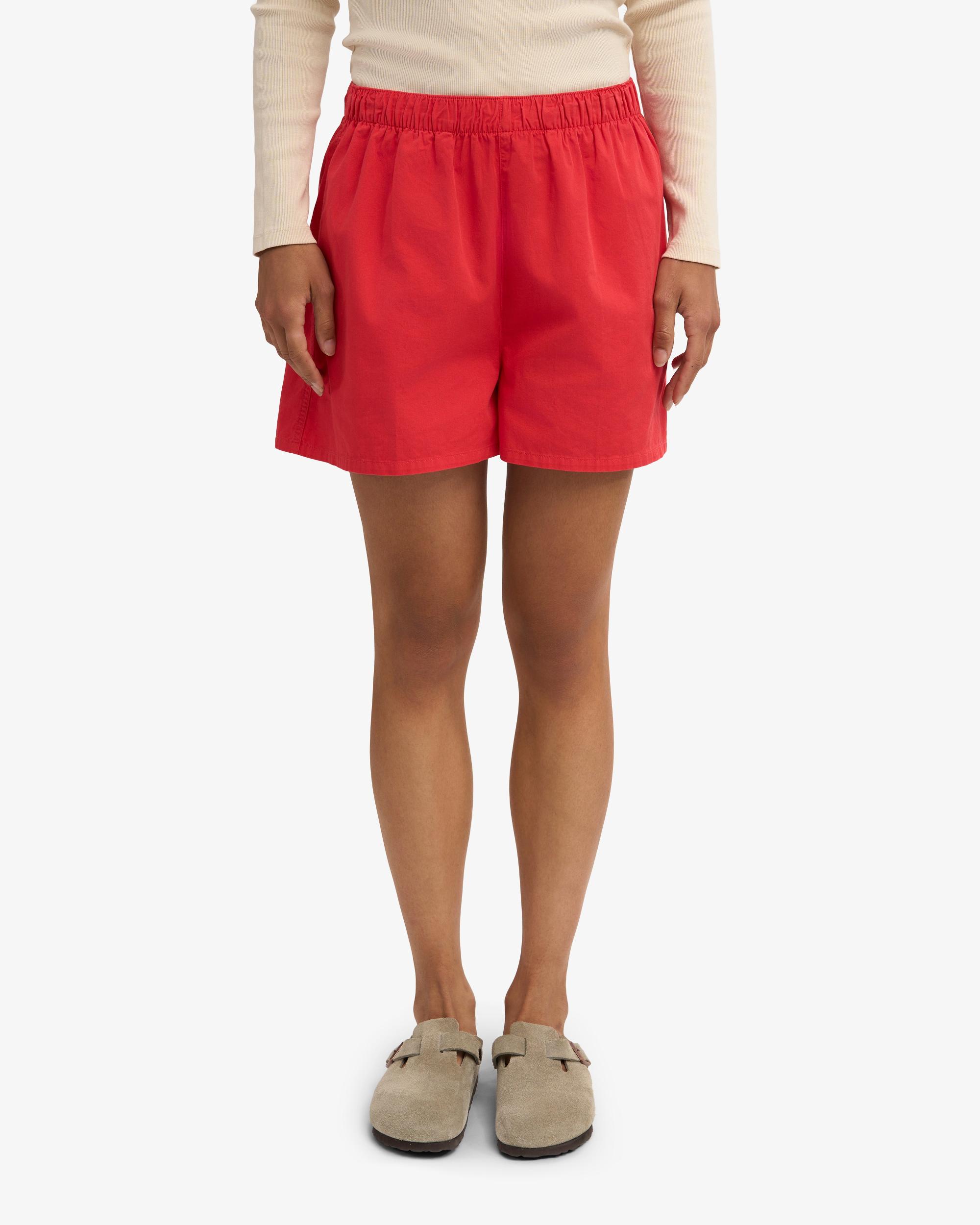 Women Organic Twill Shorts - Red Tangerine Product Image