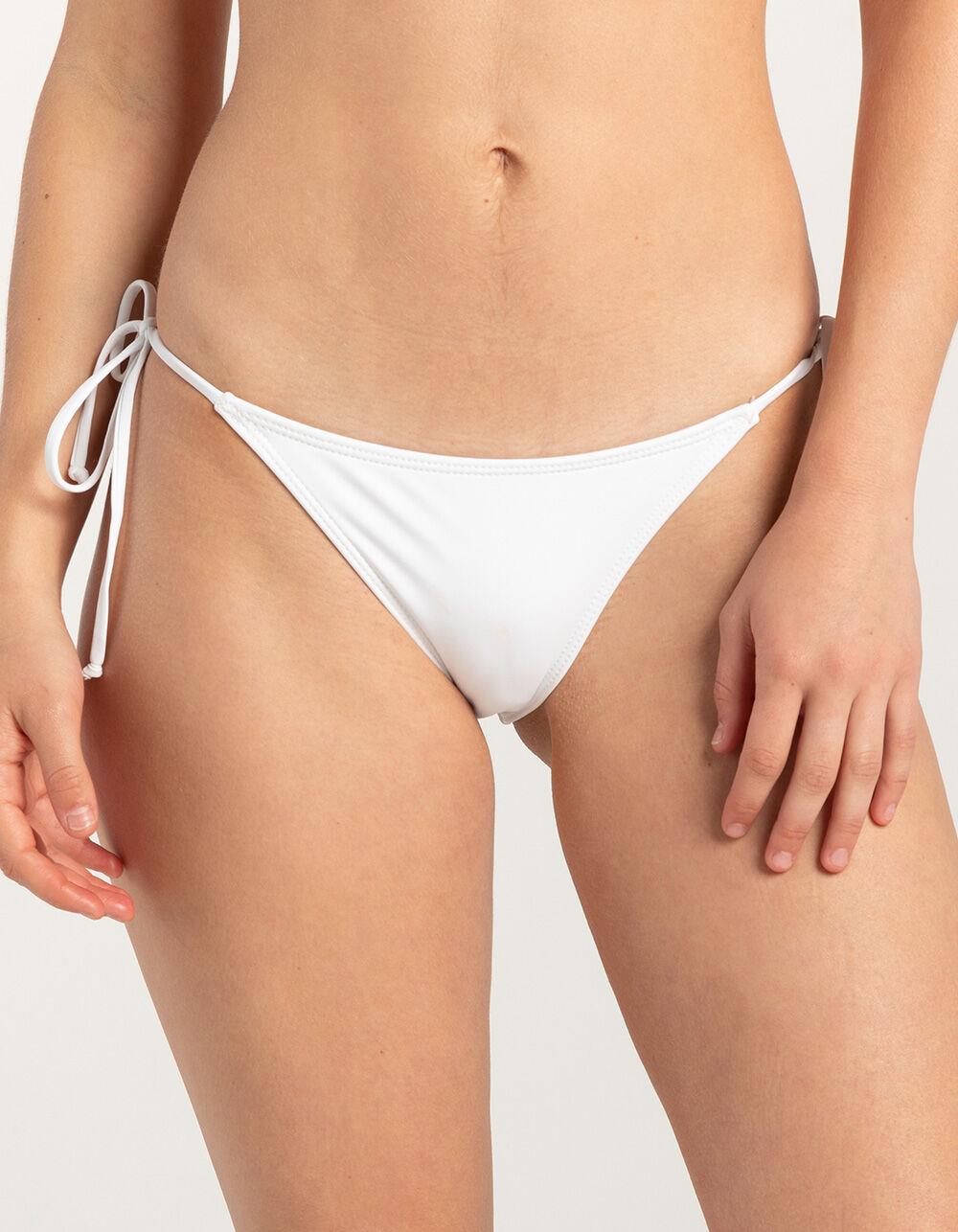 FULL TILT Skimpy Tie Side Bikini Bottoms - WHITE Product Image