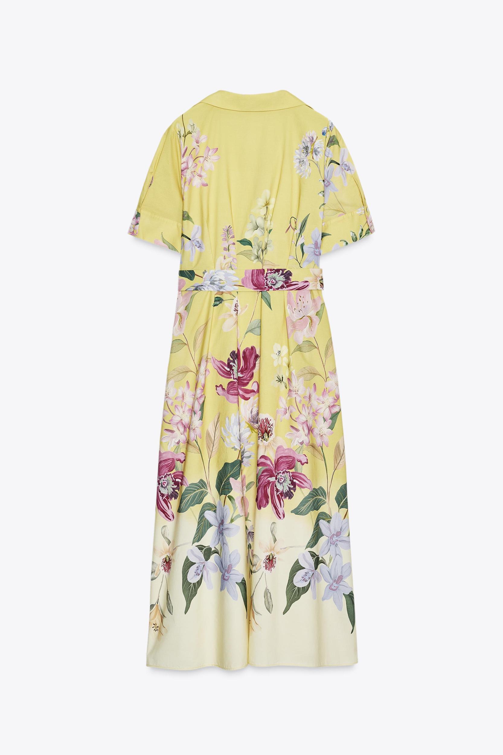 BELTED FLORAL PRINT MIDI DRESS Product Image