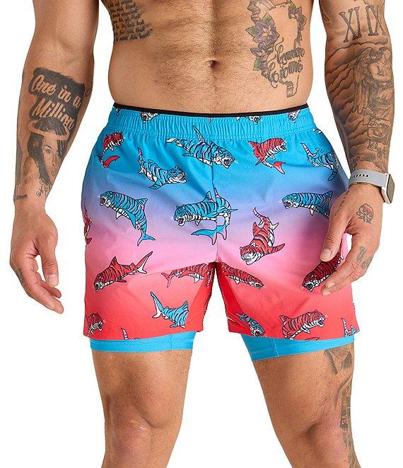 Chubbies Shred White And Blue Technical Performance 5.5#double; Shorts Product Image