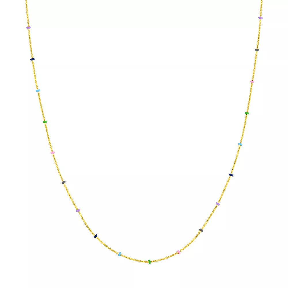 Color Romance 14k Gold Enamel Color Accent Saturn Chain Necklace, Women's, Size: 18", Multi Color Product Image