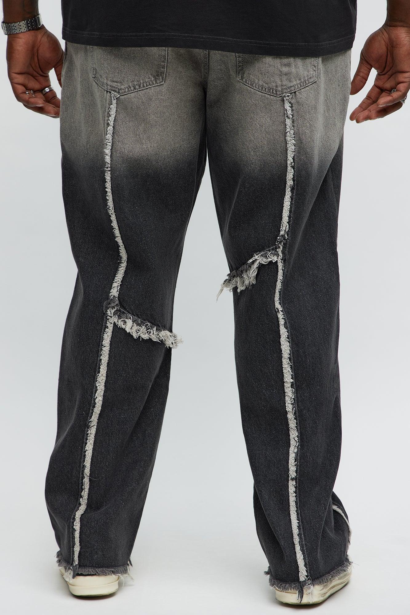 Im Faded Frayed Straight Jeans - Black Wash Product Image