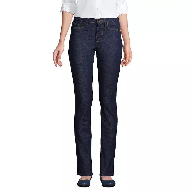 Petite Lands' End Mid-Rise Straight Leg Jeans, Women's,  Product Image