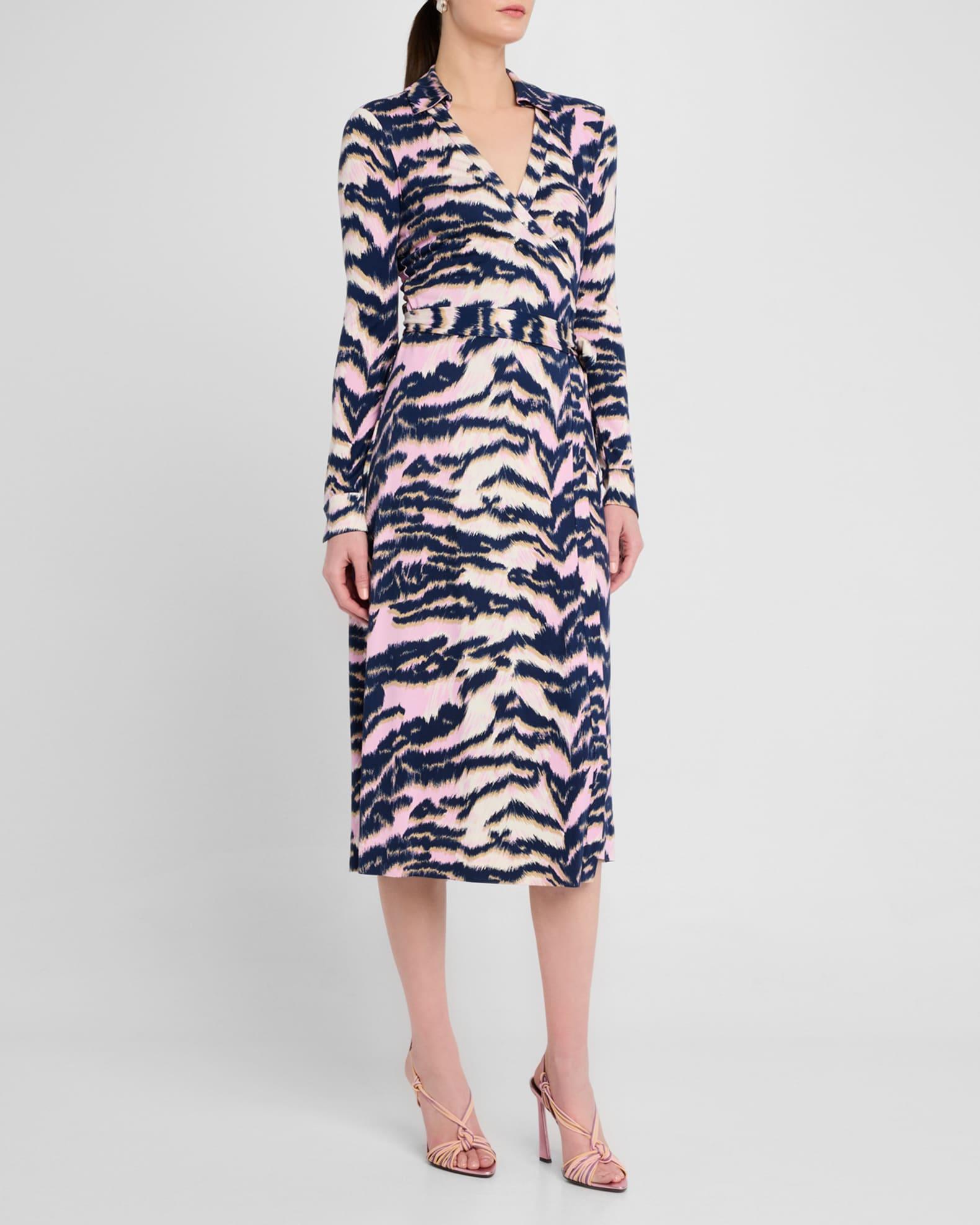 Abigail Tiger-Print Midi Wrap Dress Product Image