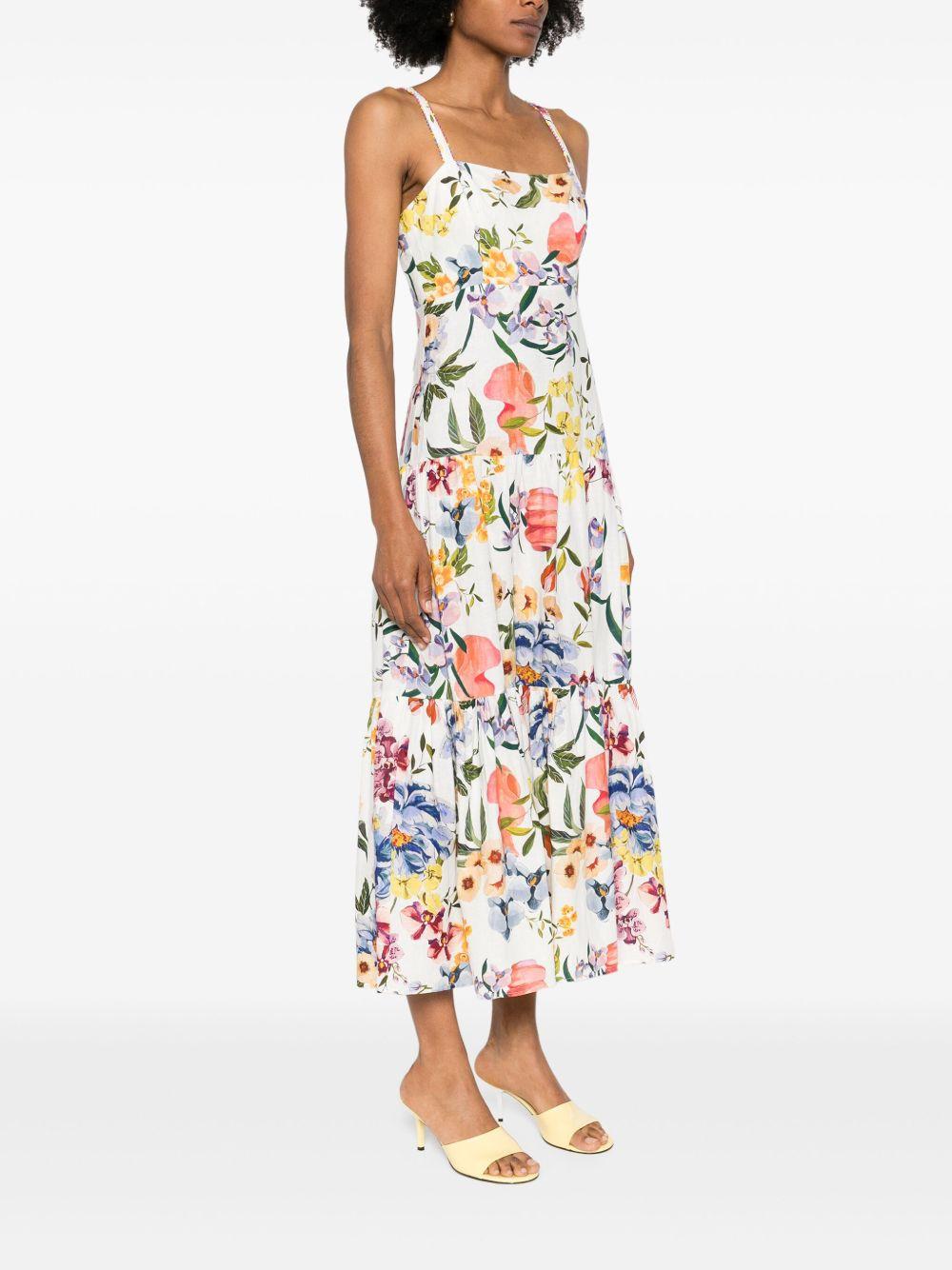 FARM RIO Off-white Greek Garden Lenzing Ecovero Euroflax Maxi Dress In Greek Garden Off-white Product Image