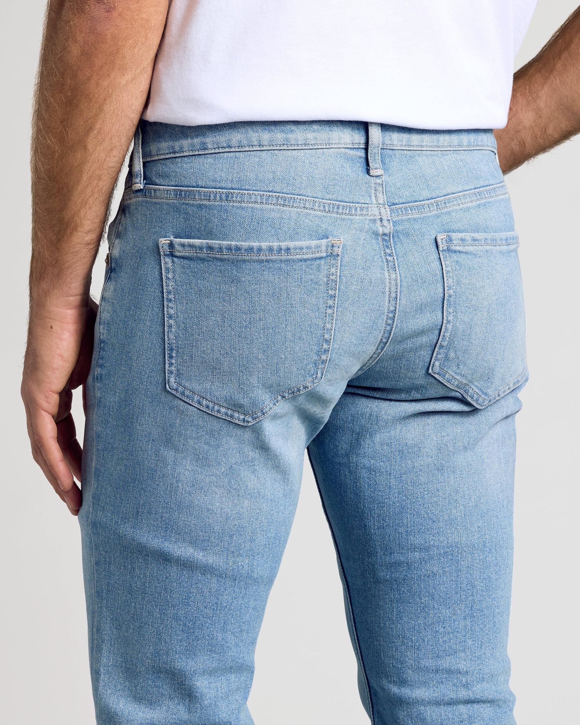 Light Indigo Wash Slim Authentic Denim Jeans Product Image