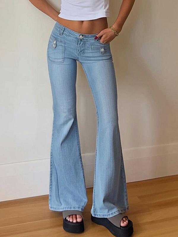 Two Side Pockets Flare Jeans Product Image